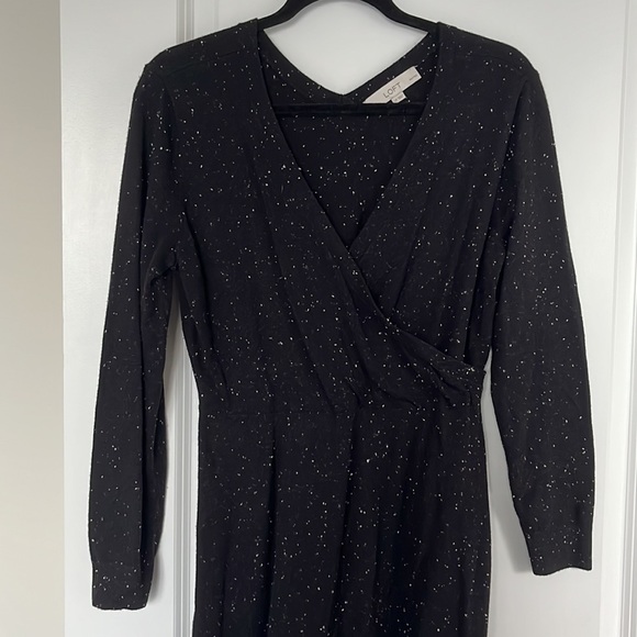 Loft Black knit long sleeve dress with white speckles - Picture 5 of 6